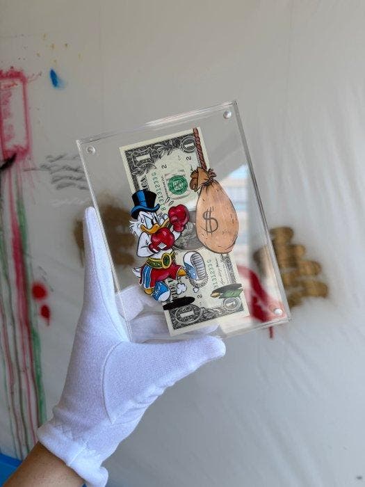 Alan Stefanov (1999) - No Easy Money 1 dollar bill - NO, Antiquités & Art, Art | Peinture | Moderne