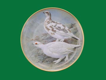 Limoges - Basil Ede - Bord (12) - Porselein - Jachtvogels