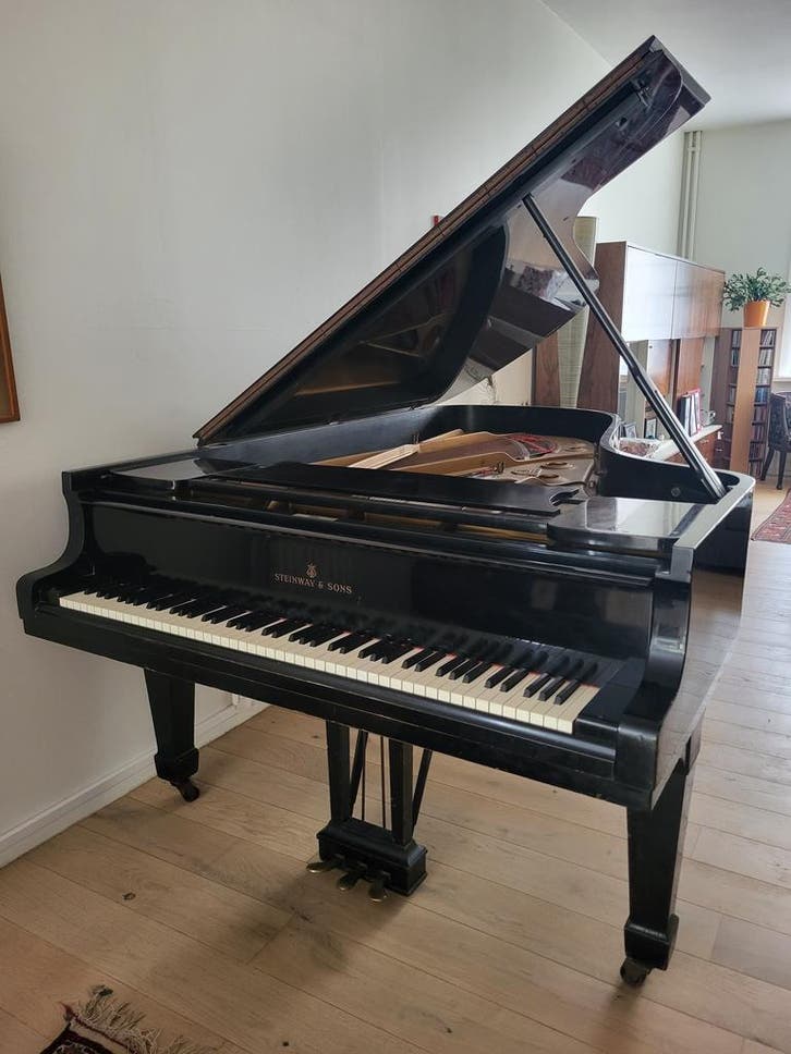 Steinway &amp; Sons, model C, Muziek en Instrumenten, Piano's, Vleugel, Zwart, Gebruikt, Ophalen