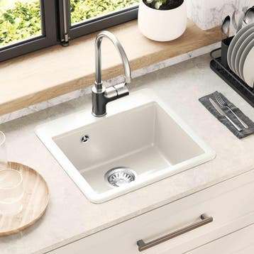 vidaXL Wasbak 80% Kwarts en 20% Hars 470 x 440 mm Wit, Verzenden