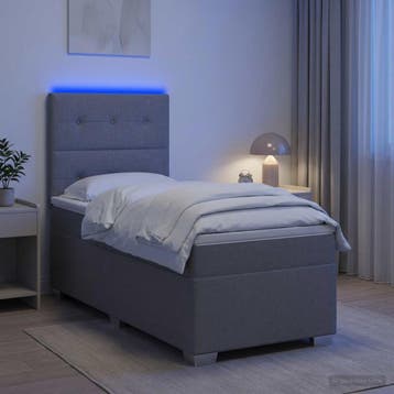 vidaXL Boxspringbed met matras en LED Lichtgrijs 90 x 190 cm, Verzenden, Nieuw