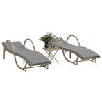 vidaXL Ligstoelen 2 st met tafel poly rattan beige, Verzenden, Nieuw