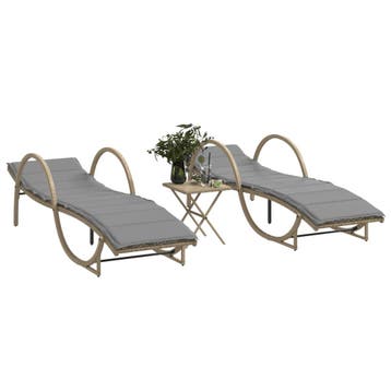 vidaXL Ligstoelen 2 st met tafel poly rattan beige, Verzenden, Nieuw