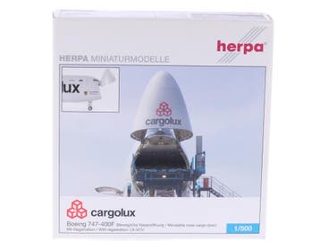 Schaal 1:500 Herpa 507226 Cargolux Boeing 747-400F Reg. L..., Hobby en Vrije tijd, Ophalen of Verzenden, Zo goed als nieuw