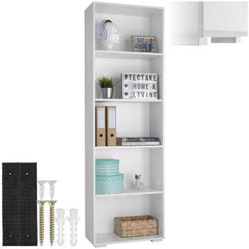 Boekenrek Lexi 5 vakken 60x30x190cm - wit, Huis en Inrichting, Verzenden, Nieuw