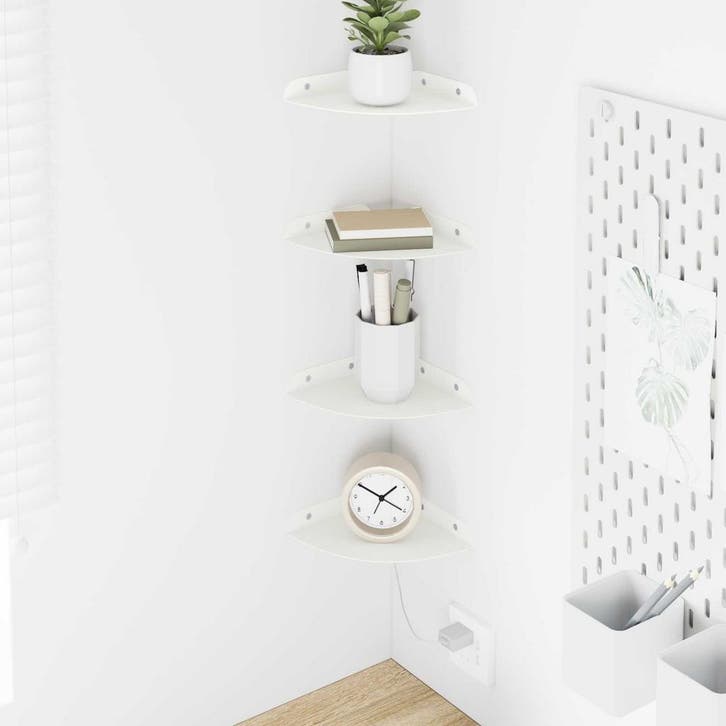 vidaXL Zwevende plank met plank met opslag 4 pcs Wit 15 x 15, Huis en Inrichting, Kasten | Wandmeubels, Nieuw, Verzenden