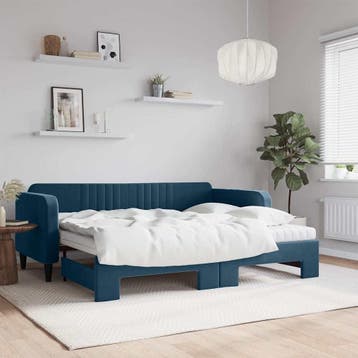 vidaXL Slaapbank onderschuifbed en matrassen 90x200 cm, Verzenden