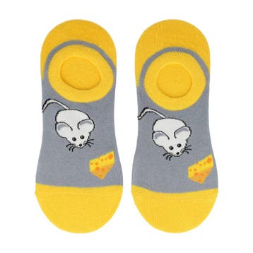 Sokken Enkelsokken Katoen – Muis Kaas Print – Grijs Geel Wit, Kleding | Dames, Sokken en Kousen, Nieuw