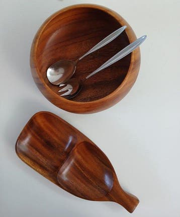 Schaal - Teak - 2 schalen + slacouvert