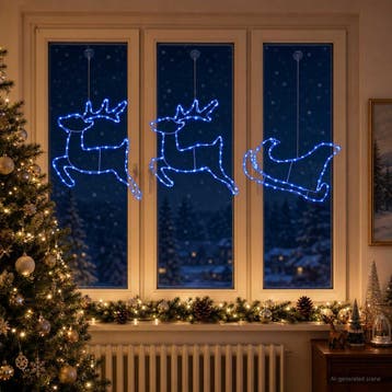 vidaXL Hert en slee kerstdecoratie LOVIISA 180 LEDs Blauw, Diversen, Verzenden, Nieuw