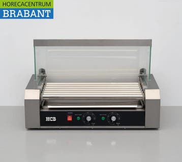 HCB RVS Hotdog grill 7 rollen met glazen kap 230V Horeca, Ophalen of Verzenden, Nieuw in verpakking