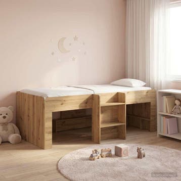 vidaXL Kinderhoogslaper Artisanaal eiken 80 x 200 cm Bewerkt, Verzenden