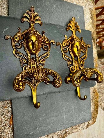 Ensemble de patères - Laiton doré - Jugendstil
