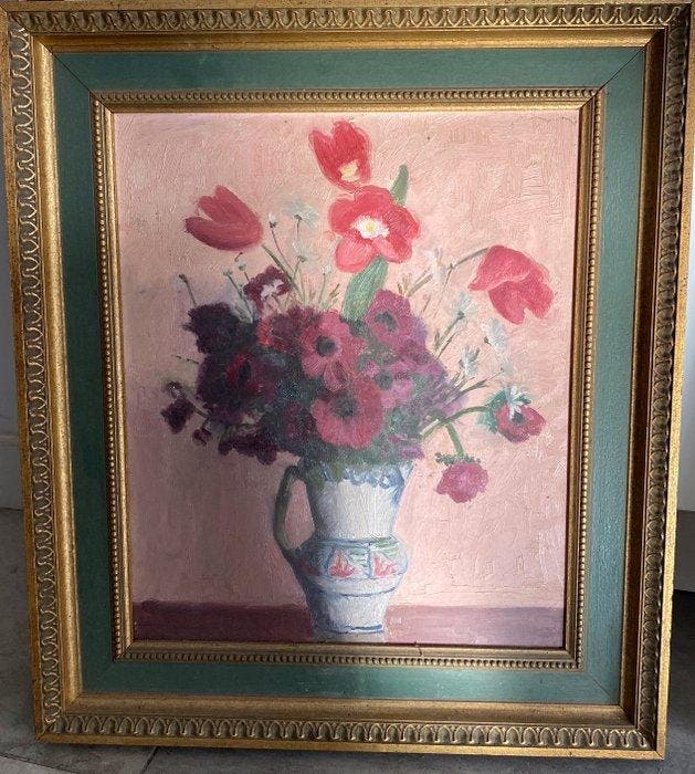 École française (XX) - Bouquet de fleurs, Antiquités & Art, Art | Peinture | Classique