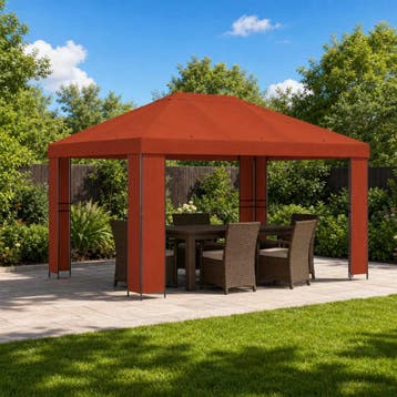 vidaXL Prieel 4 × 3 m Terracotta Polyester en Staal 190 gsm, Verzenden
