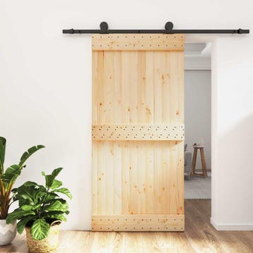 vidaXL Schuifdeur 100 x 210 cm Massief Pine Hout, Doe-het-zelf en Bouw, Deuren en Vliegenramen, Verzenden, Nieuw