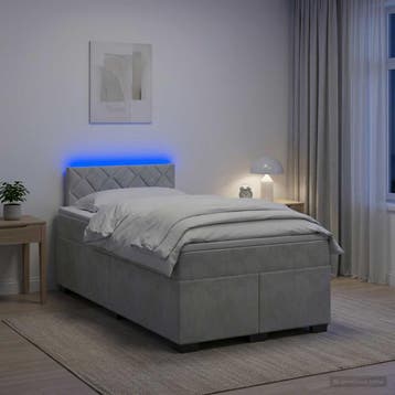 vidaXL Boxspringbed met matras en LED Lichtgrijs 120 x 200, Verzenden, Nieuw