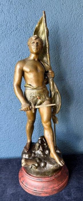 sculptuur, De Vaandeldrager - 50.5 cm - Zinklegering, Antiek en Kunst