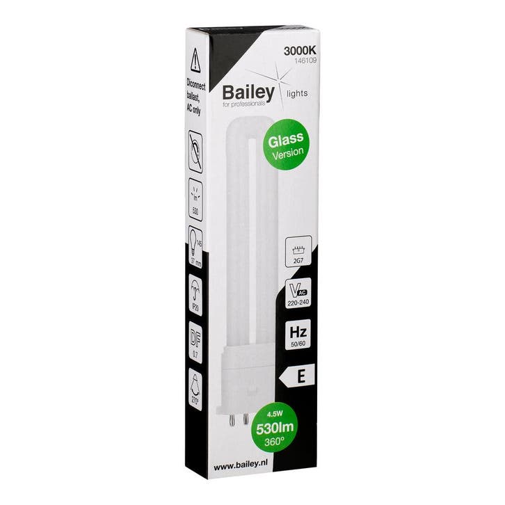 Bailey Led Pl Glas 2G7 4Pin 4.5W 530Lm 3000K - 146109, Doe-het-zelf en Bouw, Bouwverlichting, Verzenden