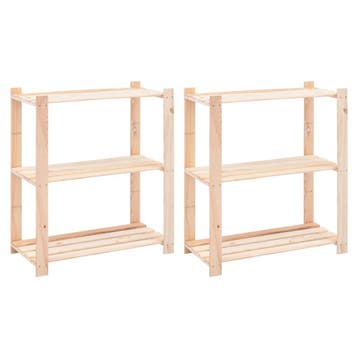 vidaXL Opbergrekken 3-laags 2 st 80x38x90 cm massief, Verzenden