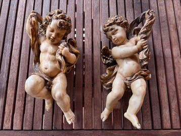 Sculpture, Pareja de ángeles - 30 cm - Composite