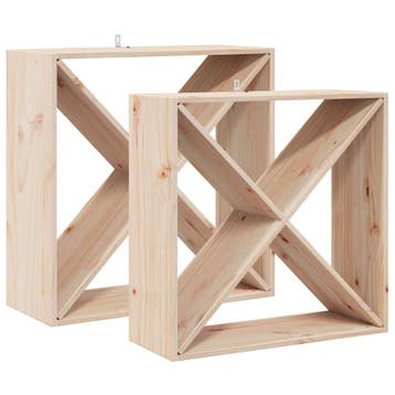 Wijnrek 2 st Naturel: Warme, natuurlijke look van massief..., Huis en Inrichting, Verzenden, Zo goed als nieuw, Hout