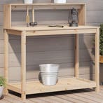 vidaXL Oppottafel met schappen 108x50x109,5 cm massief, Verzenden
