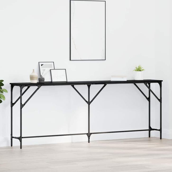 vidaXL Wandtafel Zwart eiken 200 x 29 x 75 cm, Huis en Inrichting, Tafels | Bijzettafels, Nieuw, Verzenden