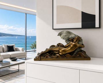 sculptuur, Rare sculpture de sirène vers 1930 - 60 cm - 33