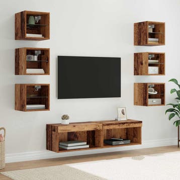 vidaXL TV Kast 8 st Oud Hout Glas, Verzenden