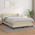 vidaXL Boxspring met matras kunstleer crèmekleurig 140x200, Verzenden, Nieuw