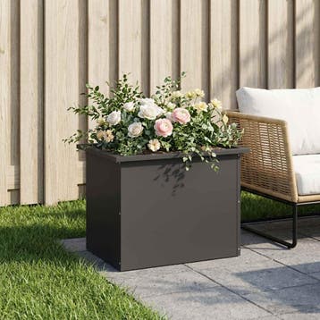 vidaXL Tuinplantenbak met led Zwart 40 x 60 x 40 cm Staal, Jardin & Terrasse, Pots de fleurs, Verzenden