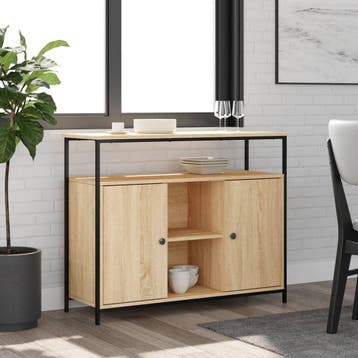 vidaXL Dressoir Sonoma Eiken 100x35x80 cm Bewerkt Hout, Verzenden, Nieuw