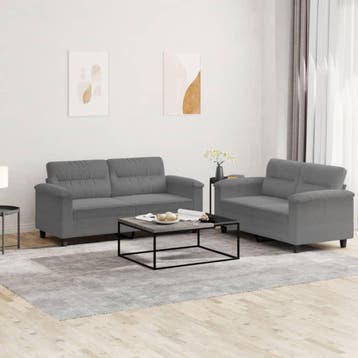 vidaXL 2-delige Loungeset met kussens microvezelstof, Verzenden, Nieuw