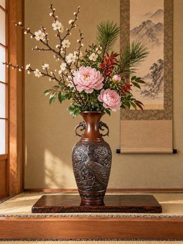 Ikebana vaas - Brons - Japan - Japanse bronzen vaas