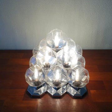 Motoko Ishii - Tafellamp - Glas, Verchroomd, Plastic, Metaal