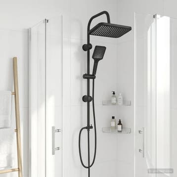 vidaXL Douche systeem met douchekop Zwart Roestvrij staal, Verzenden, Nieuw