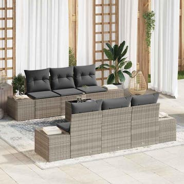 vidaXL Tuinbank Set 8 pcs Lichtgrijs en Donkergrijs poly, Verzenden, Nieuw