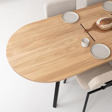Tafel plat ovaal massief eikenhout  Driehoek, Nieuw