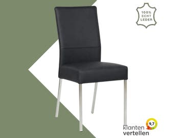 Leren eetkamerstoel Real - Toledo Pacific (donkerblauw) -, Huis en Inrichting, Stoelen, Blauw, Nieuw, Ophalen of Verzenden, Eén