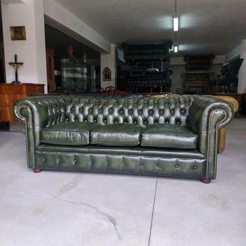 Chesterfield style - Canapé - club - Cuir, Bois - Nouveau
