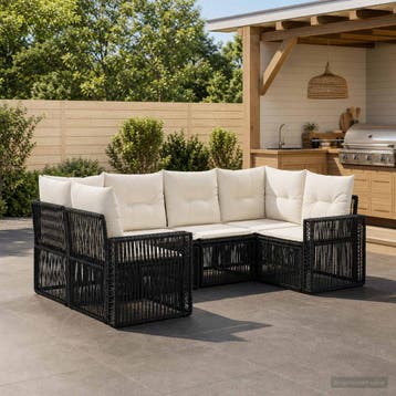 vidaXL Tuinbank Set 6 st 6-Aantal zitplaatsen Zwart en Crème, Verzenden