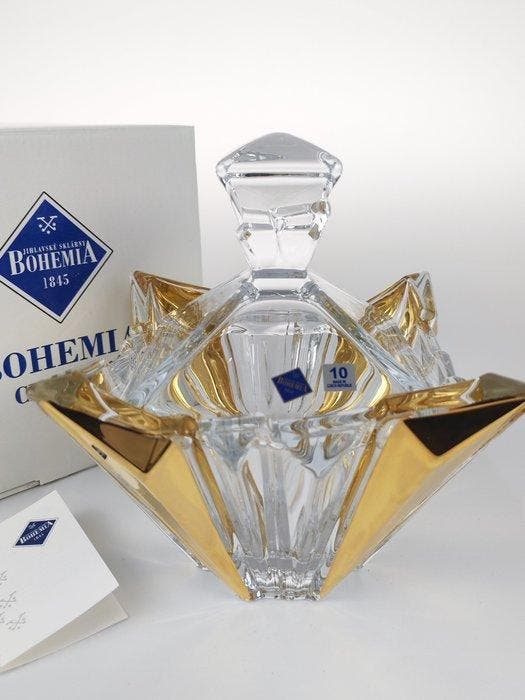 Koekjesdoos - prinses - 24 kt goud - Loodvrij Boheems, Antiek en Kunst, Antiek | Glaswerk en Kristal