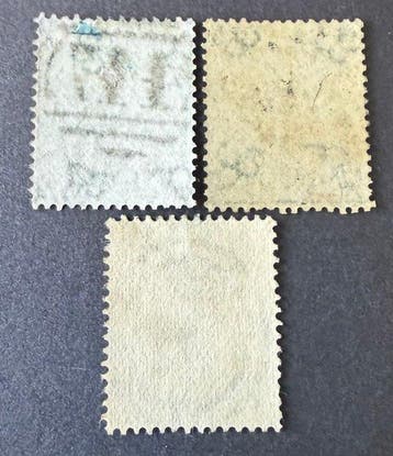 Groot-Brittannië 1877 - SG 73, 90 en 153 CV £950 - 4d sage, Gestempeld
