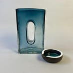 Vaas - Vintage - Blue Glass Vase, by Helena Tynell - 1970s, Antiek en Kunst