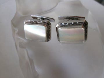 Argent, Nacre - Boutons de manchette - Art déco