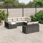 vidaXL 10-delige Loungeset met kussens poly rattan zwart, Verzenden, Loungeset