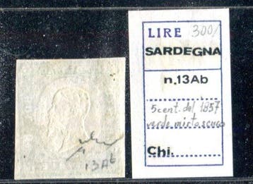 Italiaanse oude staten - Sardinië 1855 - 5 centesimi donker, Gestempeld