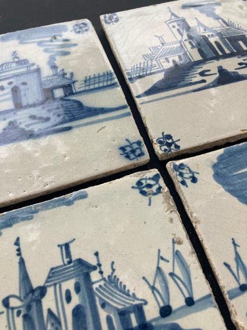 Tegel - Antieke Delfts blauwe tegels met verschillende