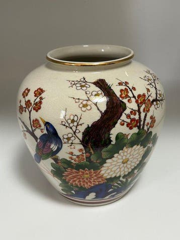 Vase - Vase en porcelaine Kutani japonais – Tosen – Fleurs